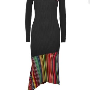 Topshop Black Dress with Colorful Asymmetrical Hem